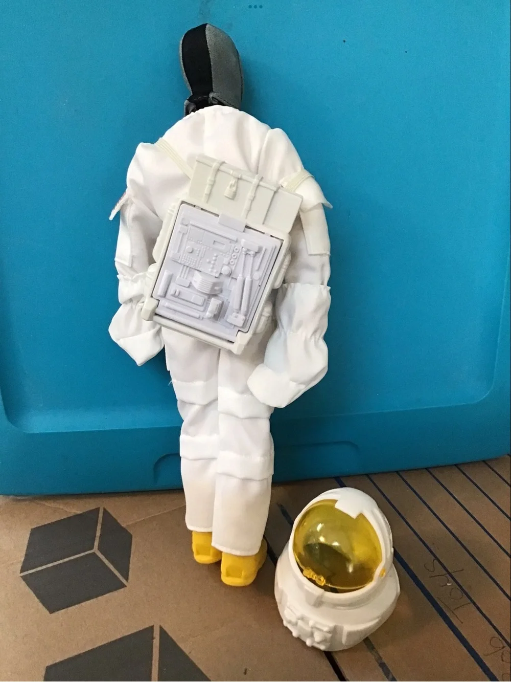 White Astronaut Action Figure Toy with Yellow Helmet Visor